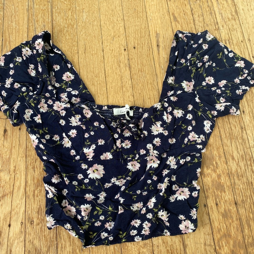 Blue floral blouse